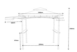 Rackhams BBQ Shelter Gazebo 2.45m - Garden BBQ Canopy with Shelves & Light - thumbnail 4