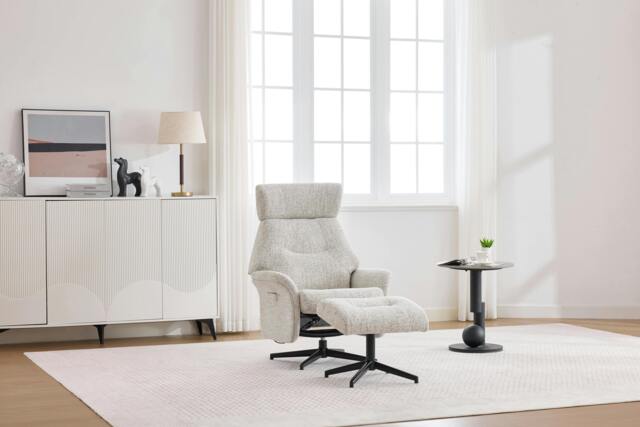Rackhams Newbridge Swivel Chair and Footstool - Beige - image 1