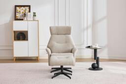 Rackhams Newbridge Swivel Chair and Footstool - Beige - thumbnail 5