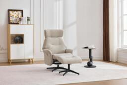 Rackhams Newbridge Swivel Chair and Footstool - Beige - thumbnail 2