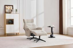 Rackhams Newbridge Swivel Chair and Footstool - Beige - thumbnail 4