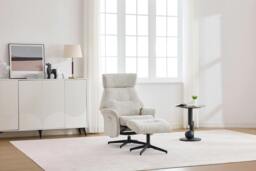 Rackhams Newbridge Swivel Chair and Footstool - Beige