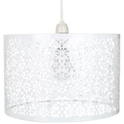 Rackhams Marrakech Designed Large White Metal Pendant Light Shade with Floral Decoration