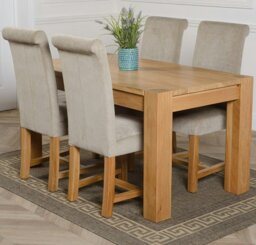 Rackhams Kuba Medium Oak Dining Table with Washington Fabric Chairs - 6 chairs - Grey - thumbnail 2