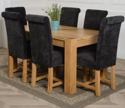 Rackhams Kuba Medium Oak Dining Table with Washington Fabric Chairs - 6 chairs - Grey - thumbnail 4