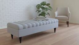 Rackhams Romo Panel Ottoman Bench Seat – Light Grey Coffee Table & Seating for Living Room UK - 19 x 17 Inches (48 x 43cm) - thumbnail 3