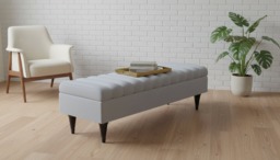 Rackhams Romo Panel Ottoman Bench Seat – Light Grey Coffee Table & Seating for Living Room UK - 19 x 17 Inches (48 x 43cm) - thumbnail 2