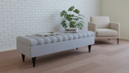 Rackhams Romo Panel Ottoman Bench Seat – Light Grey Coffee Table & Seating for Living Room UK - 19 x 17 Inches (48 x 43cm) - thumbnail 5