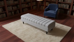 Rackhams Romo Panel Ottoman Bench Seat – Light Grey Coffee Table & Seating for Living Room UK - 19 x 17 Inches (48 x 43cm) - thumbnail 1