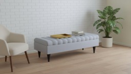 Rackhams Romo Panel Ottoman Bench Seat – Light Grey Coffee Table & Seating for Living Room UK - 19 x 17 Inches (48 x 43cm) - thumbnail 4