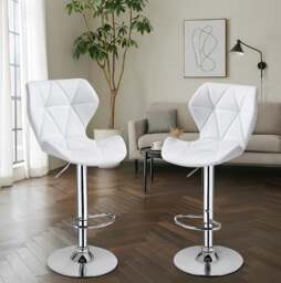Rackhams Set of 2 Adjustable Swivel Bar Stools with Backrest Gas Lift Kitchen Breakfast Chairs - Gray - thumbnail 4