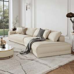 Rackhams Lester Four Seater Sofa, Five Seater Sofa, Curved Sofa - Cream - Four Seater 340cm - thumbnail 3