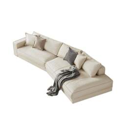 Rackhams Lester Four Seater Sofa, Five Seater Sofa, Curved Sofa - Cream - Four Seater 340cm - thumbnail 5