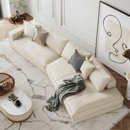 Rackhams Lester Four Seater Sofa, Five Seater Sofa, Curved Sofa - Cream - Four Seater 340cm - thumbnail 4