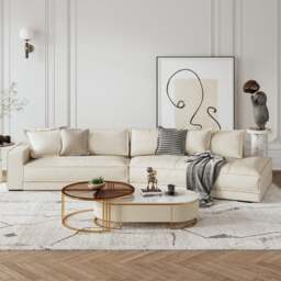 Rackhams Lester Four Seater Sofa, Five Seater Sofa, Curved Sofa - Cream - Four Seater 340cm - thumbnail 2