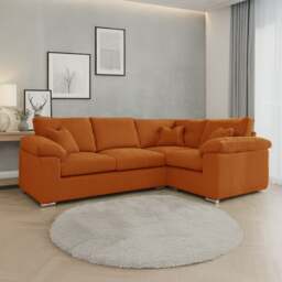 Rackhams Delta Full Jumbo Cord 4 Seater Corner Sofa - Orange - Right Hand Facing - thumbnail 1