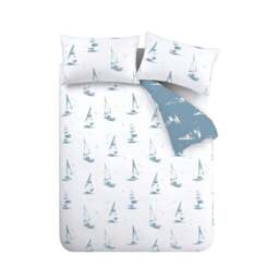 Rackhams Salcombe Boats Reversible Duvet Cover Set Soft Blue - Double - Soft Blue - thumbnail 5