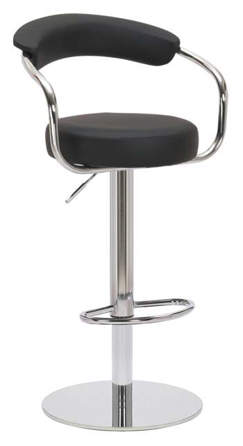 Rackhams Zenith Deluxe Single Kitchen Bar Stool, Chrome Footrest, Height Adjustable Swivel Gas Lift, Faux Leather Seat & Backrest, Black - image 1