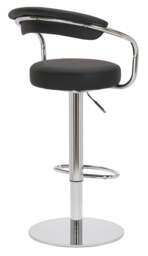 Rackhams Zenith Deluxe Single Kitchen Bar Stool, Chrome Footrest, Height Adjustable Swivel Gas Lift, Faux Leather Seat & Backrest, Black - thumbnail 3