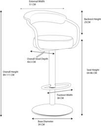 Rackhams Zenith Deluxe Single Kitchen Bar Stool, Chrome Footrest, Height Adjustable Swivel Gas Lift, Faux Leather Seat & Backrest, Black - thumbnail 5
