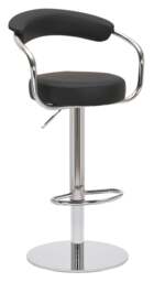 Rackhams Zenith Deluxe Single Kitchen Bar Stool, Chrome Footrest, Height Adjustable Swivel Gas Lift, Faux Leather Seat & Backrest, Black - thumbnail 1