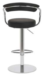 Rackhams Zenith Deluxe Single Kitchen Bar Stool, Chrome Footrest, Height Adjustable Swivel Gas Lift, Faux Leather Seat & Backrest, Black - thumbnail 4