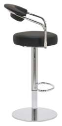 Rackhams Zenith Deluxe Single Kitchen Bar Stool, Chrome Footrest, Height Adjustable Swivel Gas Lift, Faux Leather Seat & Backrest, Black - thumbnail 2