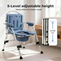Rackhams Commode Chair for Bedroom Folding Adjustable Bedside Toilet Shower Chair - thumbnail 5