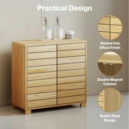 Rackhams Bathroom Storage Cabinet Freestanding Cupboard Adjustable Shelf Unit - Grey Tall - thumbnail 5