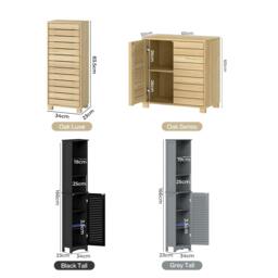 Rackhams Bathroom Storage Cabinet Freestanding Cupboard Adjustable Shelf Unit - Grey Tall - thumbnail 3