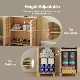 Rackhams Bathroom Storage Cabinet Freestanding Cupboard Adjustable Shelf Unit - Grey Tall - thumbnail 4