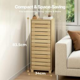 Rackhams Bathroom Storage Cabinet Freestanding Cupboard Adjustable Shelf Unit - Grey Tall - thumbnail 6