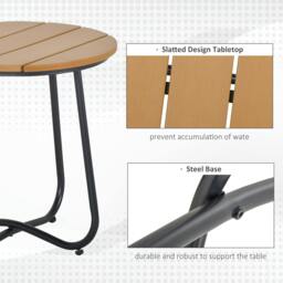Rackhams Round Outdoor Side Table Adjustable Leg Pads Natural Wood & Black - thumbnail 4