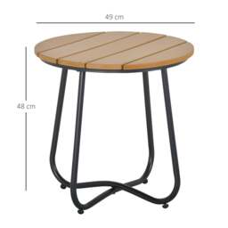 Rackhams Round Outdoor Side Table Adjustable Leg Pads Natural Wood & Black - thumbnail 3