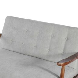 Rackhams 2-Seater Loveseat Sofa Linen Padded Rubber Wood in Grey - thumbnail 4