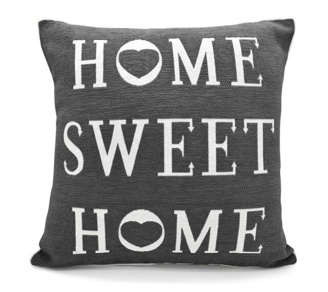 Rackhams Home Sweet Home Cushion - 43cm x 43cm - Charcoal - image 1
