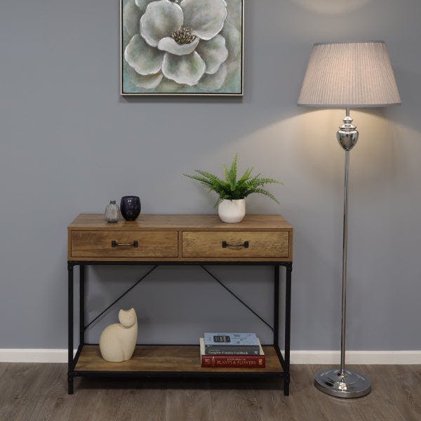 Rackhams Giona Polished Chrome & Grey Floor Lamp - image 1