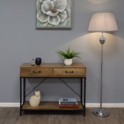Rackhams Giona Polished Chrome & Grey Floor Lamp - thumbnail 1