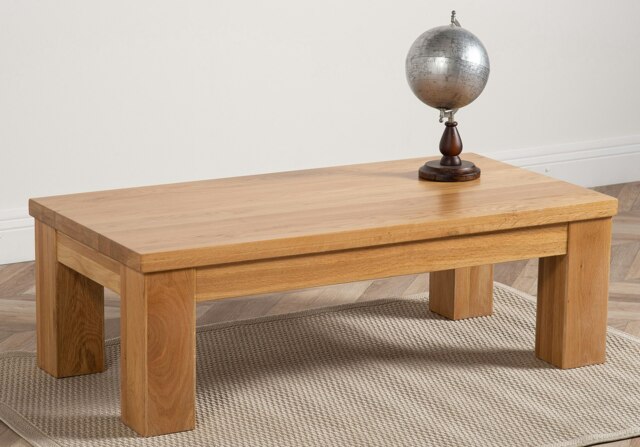 Rackhams Dakota Chunky Oak Coffee Table for Living Room - 122cm - Brown - image 1