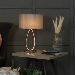 Rackhams Zabina Polished Chrome & Grey LED Table Lamp - thumbnail 1