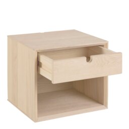 Rackhams Century 1 Drawer Wall Mounted Bedside Table in White Oak - 1 - White - Manufactured wood - thumbnail 3
