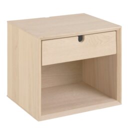 Rackhams Century 1 Drawer Wall Mounted Bedside Table in White Oak - 1 - White - Manufactured wood - thumbnail 2