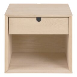 Rackhams Century 1 Drawer Wall Mounted Bedside Table in White Oak - 1 - White - Manufactured wood