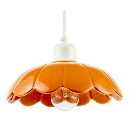 Rackhams Modern Orange Gloss Ceramic Pendant Light Shade with Scallop Edge