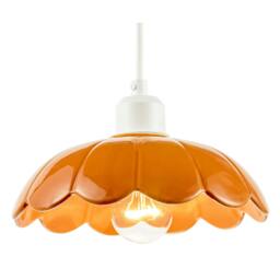 Rackhams Modern Orange Gloss Ceramic Pendant Light Shade with Scallop Edge - thumbnail 2