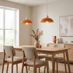 Rackhams Modern Orange Gloss Ceramic Pendant Light Shade with Scallop Edge - thumbnail 6