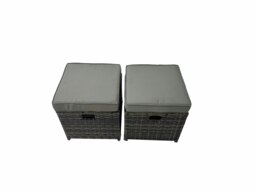 Rackhams 8 Seater Outdoor Corner Sofa Gas Fire Pit Dining Table Set Garden Rattan Furniture Set with 2 Small Stools Dark Grey - thumbnail 5