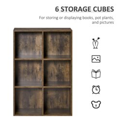 Rackhams Cubic Cabinet Bookcase Storage Shelves for Home Office, Rustic Brown - Black - thumbnail 5