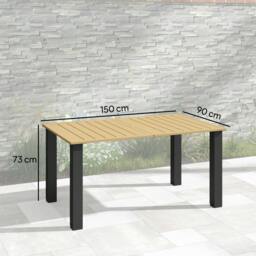 Rackhams Garden Table with Parasol Hole, Slatted Metal Tabletop, Brown - 1 - 150L x 90W x 73H cm - 90 - thumbnail 3