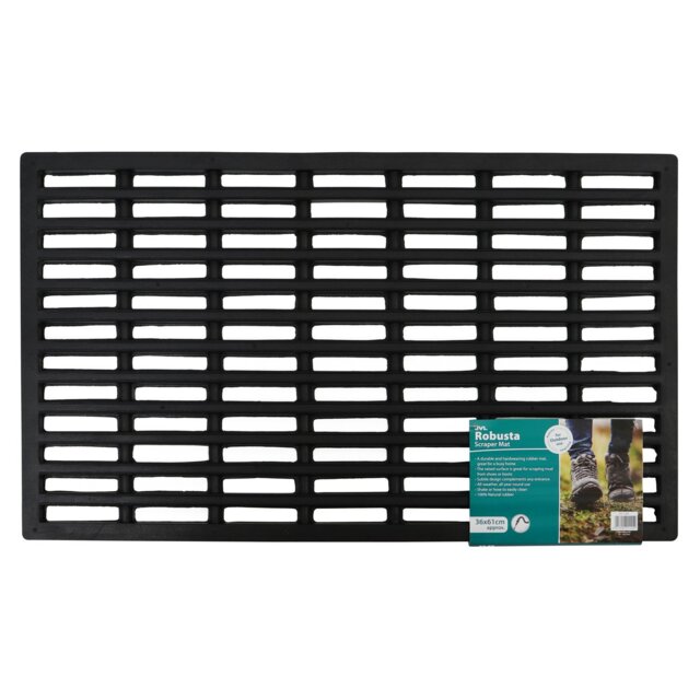 Rackhams Robusta Heavy Duty Rubber Entrance Doormat, 36x61cm, Black - image 1